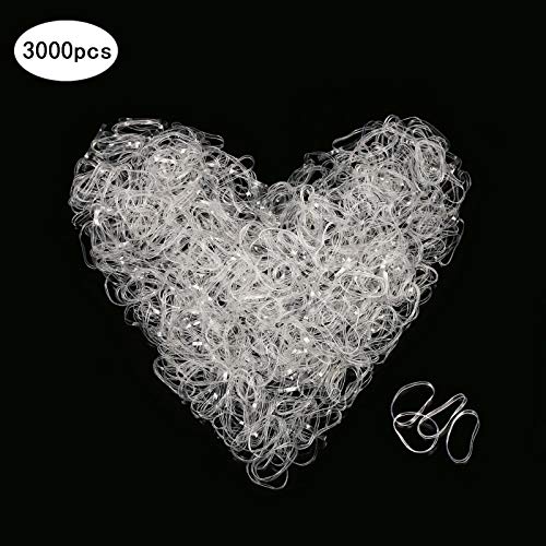 3000pcs banda elástica pelo de SEELOK gomas de lazo anillo de cuerda para hip pop, pelo sucio (transparente)