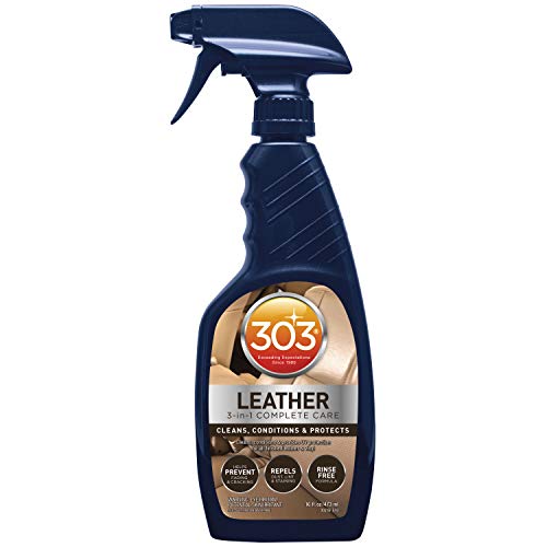 303 Limpiador y acondicionador de piel – protege de los rayos UV - limpia, acondiciona, y restaura las maletas, bolsos y zapatos de piel y vinilo, muebles y más, 473 ml 303 Limpiador y acondicionador de piel – protege de los rayos UV - limpia, acondiciona, y restaura las maletas, bolsos y zapatos de piel y vinilo, muebles y más, 473 ml