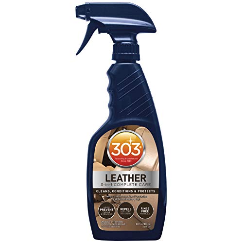 303 Limpiador y acondicionador de piel – protege de los rayos UV - limpia, acondiciona, y restaura las maletas, bolsos y zapatos de piel y vinilo, muebles y más, 473 ml