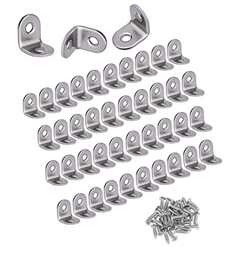 30pcs Angulos Metalico,Soporte de Angulo Recto de Acero Inoxidable Escuadras Metalicas Pequeñas,90 Grados Soporte en Ángulo, 20 * 20mm,para Madera, Estantes, Muebles, Gabinete.Con Tornillos.