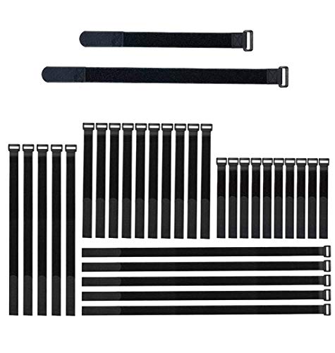 30PCS Brida Autoadhesiva para Cables,Correa Ajustable Cinta Autoadhesiva Reutilizable,Organizador de Cable,Cinta de Acabado de Objetos,4 Longitudes Diferentes(Negro).