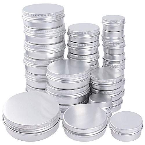 30pcs Latas de Aluminio Vacías (15ml, 30ml, 60ml) Contenedor de Cosméticos Redondo Tarros Vacíos Pequeños Bote Cierre Roscado para Crema Bálsamo Labial Aceite Viajes Almacenamiento Vela Jabon