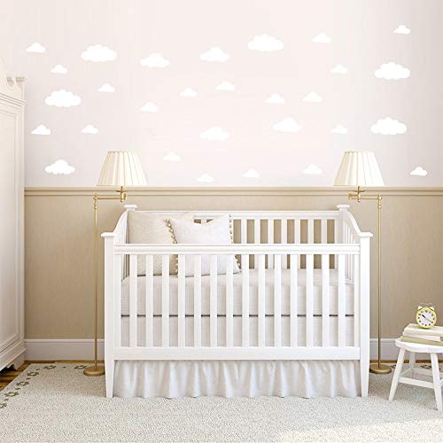 31 pegatinas de pared de nubes blancas, tamaño de mezcla para habitación de niños, decoración del hogar, vinilo, decoración de la nube de vinilo adhesivo para cuarto de bebé, decoración de arte