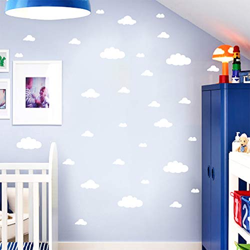 31 pegatinas de pared de nubes blancas, tamaño de mezcla para habitación de niños, decoración del hogar, vinilo, decoración de la nube de vinilo adhesivo para cuarto de bebé, decoración de arte