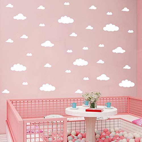 31 pegatinas de pared de nubes blancas, tamaño de mezcla para habitación de niños, decoración del hogar, vinilo, decoración de la nube de vinilo adhesivo para cuarto de bebé, decoración de arte