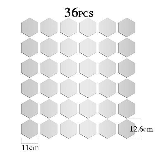 36pcs Pegatinas Pared Espejo Vinilos Adhesivos de Acrílico Hexagonales Decorativas DIY Decorar Hogar Habitación Dormitorio Baño