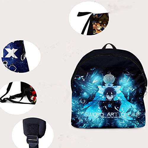 3D Anime Sword Art Online Mochila con Impresión en Color Deportes de Ccio Mochila Escolar Unisex, Adecuada para Adolescentes y Niñas 3D Anime Sword Art Online Mochila con Impresión en Color Deportes de Ccio Mochila Escolar Unisex, Adecuada para Adolescentes y Niñas