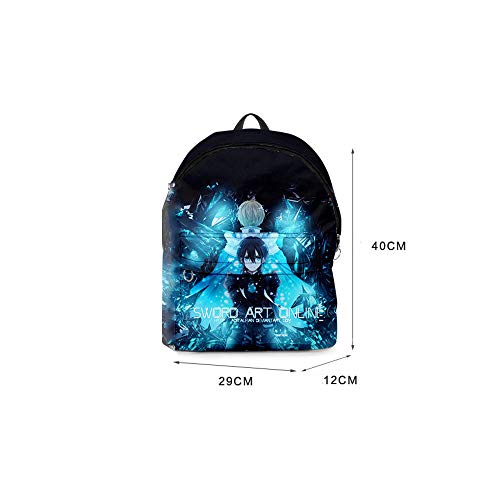 3D Anime Sword Art Online Mochila con Impresión en Color Deportes de Ccio Mochila Escolar Unisex, Adecuada para Adolescentes y Niñas