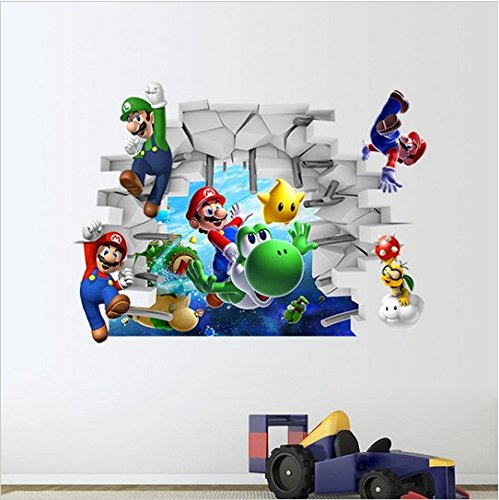 3D Super Mario Bros Desmontable Pegatinas de pared Calcomanía Decoración para el hogar para niños