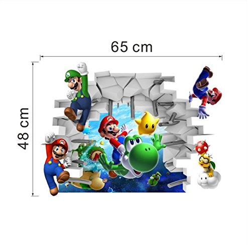 3D Super Mario Bros Desmontable Pegatinas de pared Calcomanía Decoración para el hogar para niños 3D Super Mario Bros Desmontable Pegatinas de pared Calcomanía Decoración para el hogar para niños