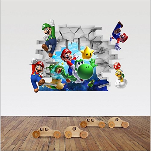 3D Super Mario Bros Desmontable Pegatinas de pared Calcomanía Decoración para el hogar para niños