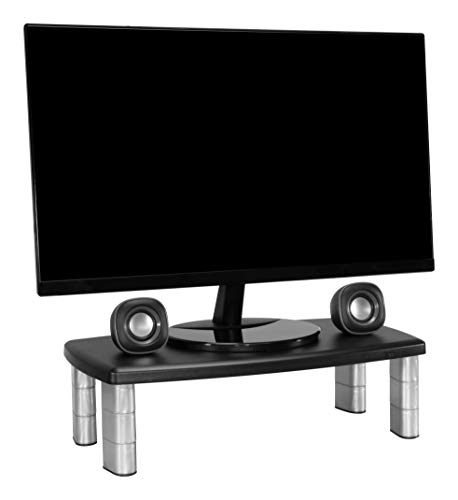 3M MS90 - Soporte de Monitor Extra Ancho, 4.2 cm Cada Pieza elevadora, Negro y Plateado