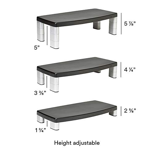 3M MS90 - Soporte de Monitor Extra Ancho, 4.2 cm Cada Pieza elevadora, Negro y Plateado 3M MS90 - Soporte de Monitor Extra Ancho, 4.2 cm Cada Pieza elevadora, Negro y Plateado