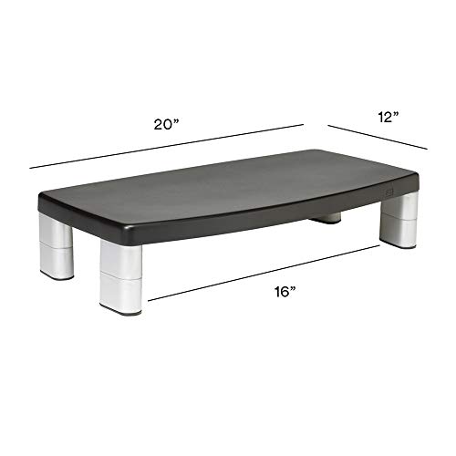3M MS90 - Soporte de Monitor Extra Ancho, 4.2 cm Cada Pieza elevadora, Negro y Plateado 3M MS90 - Soporte de Monitor Extra Ancho, 4.2 cm Cada Pieza elevadora, Negro y Plateado