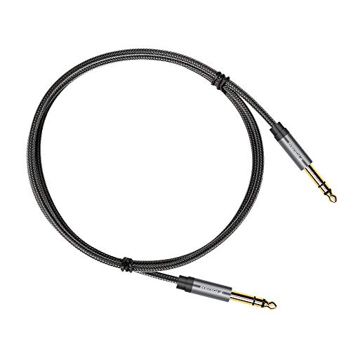 [3M]Cable 6.35 de Audio Estéreo, POSUGEAR Nylon Trenzado 6.35 mm 1/4 Macho a Macho Jack TRS Instrumento Cable para Guitarra/Bajo/Teclado Profesional - 3M