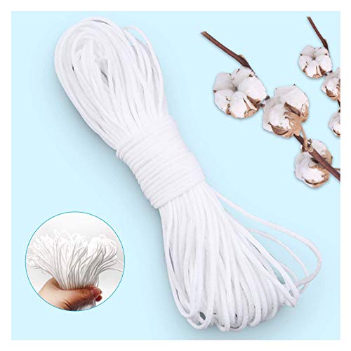 【3mm 10Metros】Cuerda Elastica, elloLife Blanco Redondos Cintas elásticas para Costura Y Manualidades DIY Cordon, Cordón goma para Elástico de Cuerda Tela para Coser Ropa