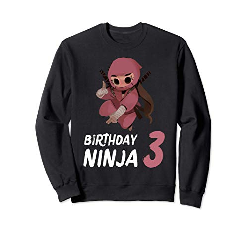 3º Cumpleaños Ninja Fiesta de los 3 años Chica Arte marcial Sudadera 3º Cumpleaños Ninja Fiesta de los 3 años Chica Arte marcial Sudadera
