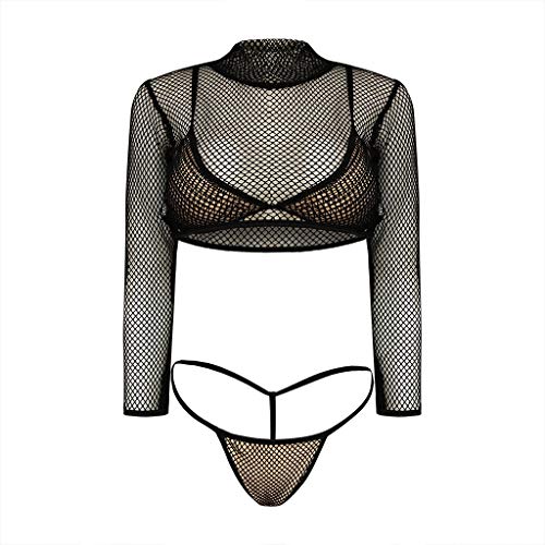 3PC BaƱadores Mujer Sexy Bikini Tanga y Camiseta Manga Larga Top Corto Mallas Transparente BaƱador Playa Verano Bra Swimwear Beachwear See Through Ajustado Yvelands(Negro,L) 3PC BaƱadores Mujer Sexy Bikini Tanga y Camiseta Manga Larga Top Corto Mallas Transparente BaƱador Playa Verano Bra Swimwear Beachwear See Through Ajustado Yvelands(Negro,L)