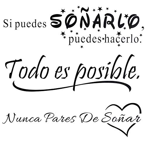3pcs Pegatinas Pared Vinilos Frases Motivadoras Citas Inspiradoras Español Letras Stickers Adhesivos Negro Decorativos Habitación Dormitorio Salón Oficina Todo es posible 3pcs Pegatinas Pared Vinilos Frases Motivadoras Citas Inspiradoras Español Letras Stickers Adhesivos Negro Decorativos Habitación Dormitorio Salón Oficina Todo es posible