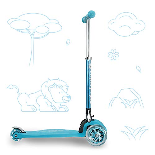 3StyleScooters® RGS-1 Patinete Scooter Tres Ruedas para Niños Pequeños Niños de 3 Años o Más con Luces LED en Las Ruedas, Diseño Plegable, Manillar Ajustable (Azul)