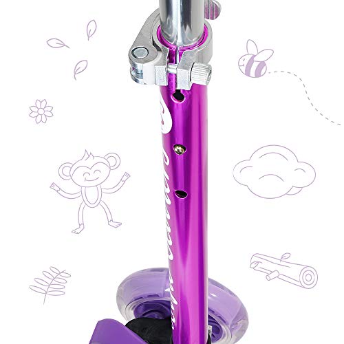 3StyleScooters® RGS-1 Patinete Scooter Tres Ruedas para Niños Pequeños Niños de 3 Años o Más con Luces LED en Las Ruedas, Diseño Plegable, Manillar Ajustable (Morado)