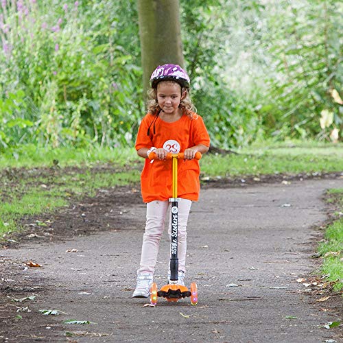 3StyleScooters® RGS-2 Patinete Scooter Tres Ruedas para Niños Niños de 5 Años o Más con Luces LED en Las Ruedas, Diseño Plegable, Manillar Ajustable, Peso Ligero (Naranja)