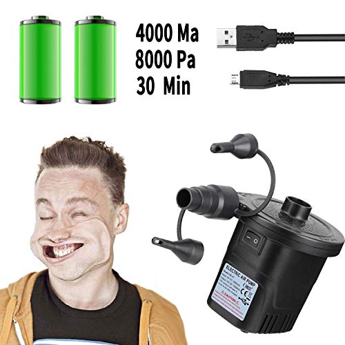 3T6B Bomba de Aire Eléctrica Recargable, Rápida Inflar/Desinflar con 3 Boquellas, Función de Banco de Energía, Portátil Hinchable Inflador, para Playas, Acampar, Colchón de Aire, Anillo de Natación 3T6B Bomba de Aire Eléctrica Recargable, Rápida Inflar/Desinflar con 3 Boquellas, Función de Banco de Energía, Portátil Hinchable Inflador, para Playas, Acampar, Colchón de Aire, Anillo de Natación