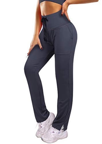 3W GRT Pantalones De Yoga para Mujer, Pantalones De Yoga, Pantalones Casuales De Yoga con Cordón para Yoga y Correr (Gris, L)