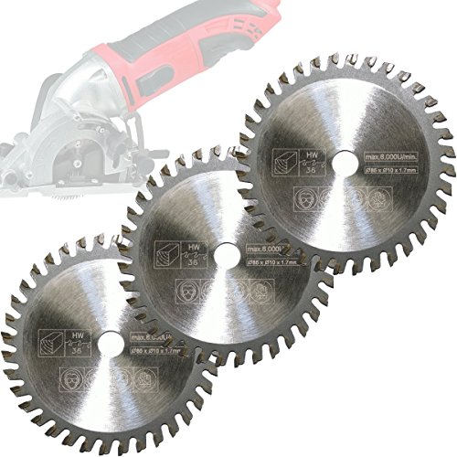 3X Mini Sierra Circular Hoja de Corte de Madera Ø 85x10mm 36T para Aldi Duro/Lidl/Norma 3X Mini Sierra Circular Hoja de Corte de Madera Ø 85x10mm 36T para Aldi Duro/Lidl/Norma