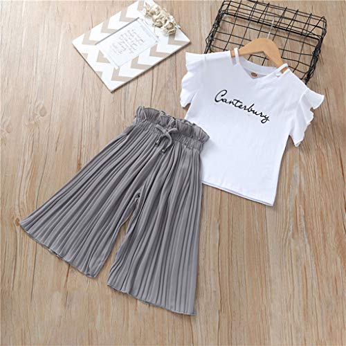 4-14 Años,SO-buts Niña Niñas Verano Letra Camiseta Tops + Volantes Pantalones Anchos Sueltos Trajes Traje, Traje De Bebé Para Sesión De Fotos (Gris,13-14 años) 4-14 Años,SO-buts Niña Niñas Verano Letra Camiseta Tops + Volantes Pantalones Anchos Sueltos Trajes Traje, Traje De Bebé Para Sesión De Fotos (Gris,13-14 años)