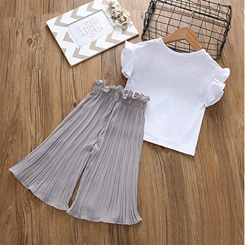 4-14 Años,SO-buts Niña Niñas Verano Letra Camiseta Tops + Volantes Pantalones Anchos Sueltos Trajes Traje, Traje De Bebé Para Sesión De Fotos (Gris,13-14 años) 4-14 Años,SO-buts Niña Niñas Verano Letra Camiseta Tops + Volantes Pantalones Anchos Sueltos Trajes Traje, Traje De Bebé Para Sesión De Fotos (Gris,13-14 años)