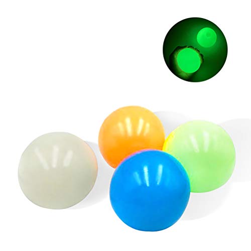 4 Bolas Luminosas para aliviar el estrés, se Pueden Pegar al Techo, Juguetes para aliviar el estrés, Bolas para aliviar el estrés Juego de Dodgeball Pelota de Malabares Juego de Pelota pegajosa Bola