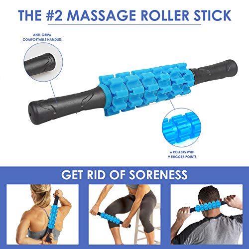 4-en-1 Foam Roller Kit , Rodillo Espuma, Rodillo Masaje, Bola de Masaje, Bandas Elasticas Fitness(3set), Rulo Masaje Muscular Fitness para Dar Masajes Profundos Relajan Músculos Rígidos y Adoloridos.