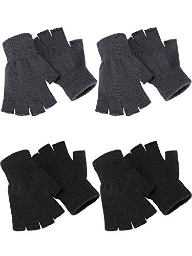 4 pares de guantes de invierno de punto sin dedos. Guantes elásticos y calientes para hombres y mujeres - - M