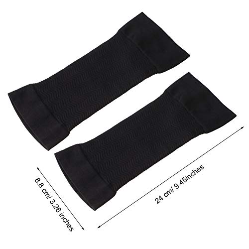 4 Pares Mangas de Brazo de Adelgazar Manguitos de Compresión de Brazo Elástico Formadores de Brazo de Fitness Deportivo para Mujeres Niñas Pérdida de Peso (Negro)