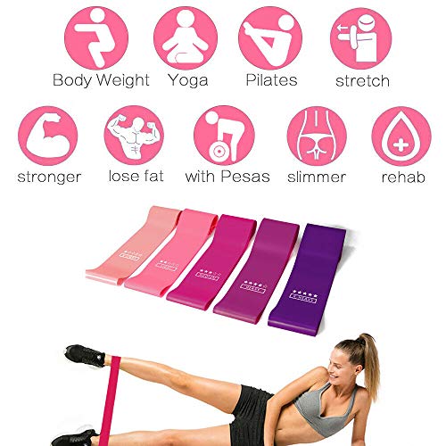 4 pcs Resistance Band Exercise Bands Fitness Gym Elastic Workout Resistance Loop Set for Fitness Strength Training(Pink)