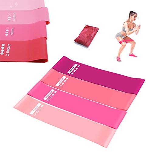 4 pcs Resistance Band Exercise Bands Fitness Gym Elastic Workout Resistance Loop Set for Fitness Strength Training(Pink)