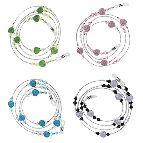 4 perlas de gafas de sol, pulsera de perlas de estrás, cordón para cuello, cadena portacadena para mujer (verde/azul/negro/rosa) 4 perlas de gafas de sol, pulsera de perlas de estrás, cordón para cuello, cadena portacadena para mujer (verde/azul/negro/rosa)