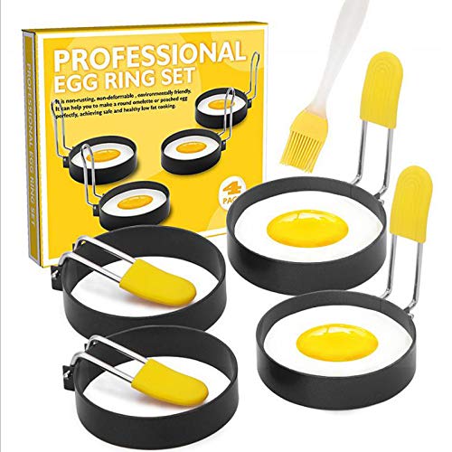 4 Piezas Anillos de Huevo,Moldes para Huevos Fritos,Anillos de Huevo Antiadherentes,con Cepillo de Aceite de Silicona,Funda de Silicona,para Huevos Frito y Panqueques,Cocinas,Restaurantes,Fiestas 4 Piezas Anillos de Huevo,Moldes para Huevos Fritos,Anillos de Huevo Antiadherentes,con Cepillo de Aceite de Silicona,Funda de Silicona,para Huevos Frito y Panqueques,Cocinas,Restaurantes,Fiestas