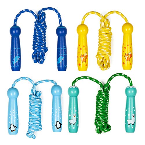 4 Piezas Comba de Saltar, Cuerdas para Saltar para Niños con Mango de Madera, 2,6m| Colores Vibrantes, Ajustables| Gimnasia, Ejercicio y Actividad Física, Juego al Aire Libre para Niños y Niñas. 4 Piezas Comba de Saltar, Cuerdas para Saltar para Niños con Mango de Madera, 2,6m| Colores Vibrantes, Ajustables| Gimnasia, Ejercicio y Actividad Física, Juego al Aire Libre para Niños y Niñas.