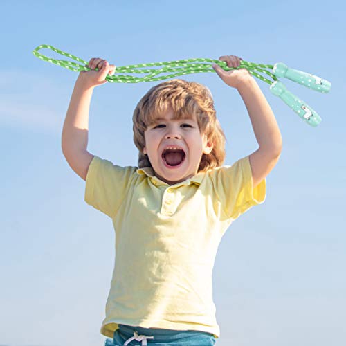 4 Piezas Comba de Saltar, Cuerdas para Saltar para Niños con Mango de Madera, 2,6m| Colores Vibrantes, Ajustables| Gimnasia, Ejercicio y Actividad Física, Juego al Aire Libre para Niños y Niñas.