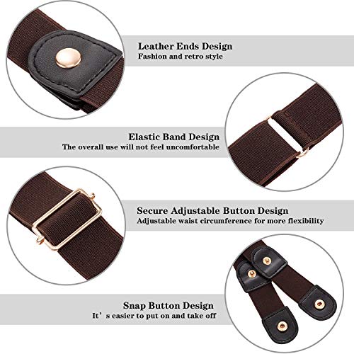 4 Piezas de Cinturón Elástico sin Hebilla Cinturón Invisible de Unisex para Pantalones Vaqueros (Dorado)