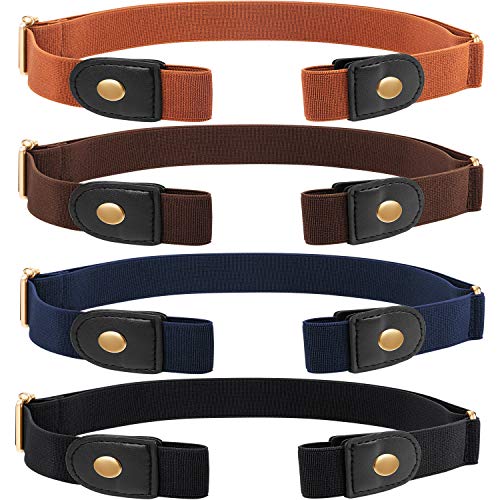4 Piezas de Cinturón Elástico sin Hebilla Cinturón Invisible de Unisex para Pantalones Vaqueros (Dorado) 4 Piezas de Cinturón Elástico sin Hebilla Cinturón Invisible de Unisex para Pantalones Vaqueros (Dorado)