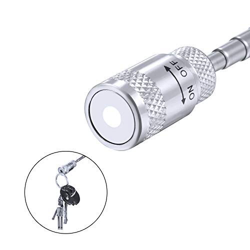 4 Piezas de Herramienta Recogedor Magnético con LED Luz incluye 8 lb/ 1 lb Palo Recogedor y Espejo de Inspección Redondo/Cuadrado, Mango Telescópico 360 Giratorio