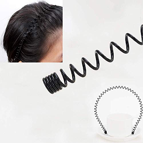 4 Piezas Diadema de Metal Negro, Speyang Banda Pelo Ondulado, Unisex Banda Ondulada Elástica, Cabello Metálica Deportiva, Antideslizante Diadema Metal Hombres y Mujeres