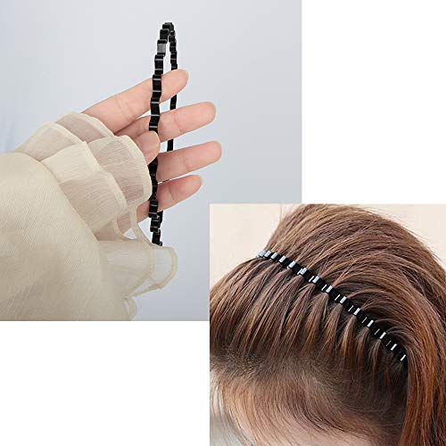 4 Piezas Diadema de Metal Negro, Speyang Banda Pelo Ondulado, Unisex Banda Ondulada Elástica, Cabello Metálica Deportiva, Antideslizante Diadema Metal Hombres y Mujeres