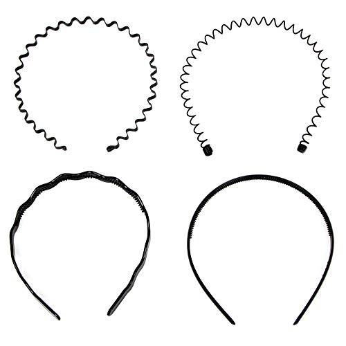 4 Piezas Diadema de Metal Negro, Speyang Banda Pelo Ondulado, Unisex Banda Ondulada Elástica, Cabello Metálica Deportiva, Antideslizante Diadema Metal Hombres y Mujeres 4 Piezas Diadema de Metal Negro, Speyang Banda Pelo Ondulado, Unisex Banda Ondulada Elástica, Cabello Metálica Deportiva, Antideslizante Diadema Metal Hombres y Mujeres