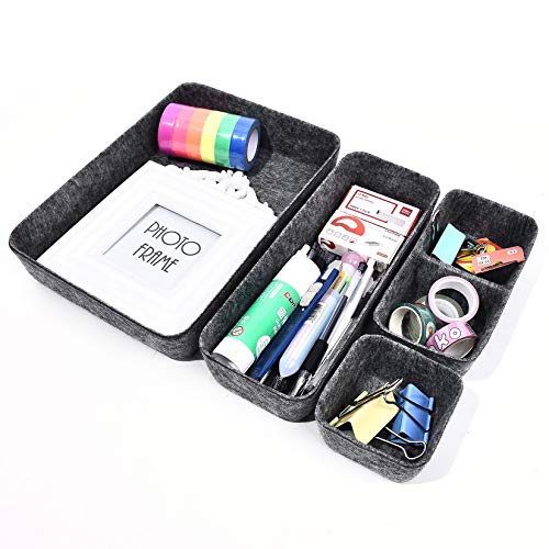 4 Piezas Organizador de Cajones de Fieltro, Caja con Compartimentos para Almacenaje en Cajón, Cesta de Almacenamiento Desmontable, Organizador de Mesa de Escritorio para Cosméticos Accesorios 4 Piezas Organizador de Cajones de Fieltro, Caja con Compartimentos para Almacenaje en Cajón, Cesta de Almacenamiento Desmontable, Organizador de Mesa de Escritorio para Cosméticos Accesorios