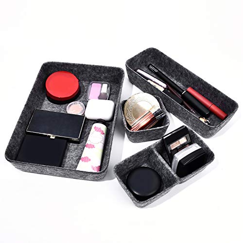 4 Piezas Organizador de Cajones de Fieltro, Caja con Compartimentos para Almacenaje en Cajón, Cesta de Almacenamiento Desmontable, Organizador de Mesa de Escritorio para Cosméticos Accesorios 4 Piezas Organizador de Cajones de Fieltro, Caja con Compartimentos para Almacenaje en Cajón, Cesta de Almacenamiento Desmontable, Organizador de Mesa de Escritorio para Cosméticos Accesorios