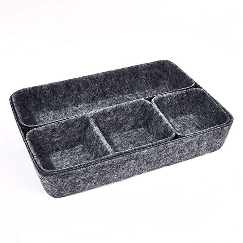 4 Piezas Organizador de Cajones de Fieltro, Caja con Compartimentos para Almacenaje en Cajón, Cesta de Almacenamiento Desmontable, Organizador de Mesa de Escritorio para Cosméticos Accesorios 4 Piezas Organizador de Cajones de Fieltro, Caja con Compartimentos para Almacenaje en Cajón, Cesta de Almacenamiento Desmontable, Organizador de Mesa de Escritorio para Cosméticos Accesorios